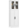 Tall Bathroom Cabinet with Glass Doors, Space-Saving Unit with Adjustable Shelves, Freestanding Storage, White