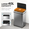 10.6 Gallon Automatic Garbage Can with Soft-Close Lid, Touchless Trash Can with Fingerprint Resistant Stainless Steel
