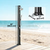 16 Gal Solar Heated Shower, 7.4 FT Outdoor Shower with 2 Shower Heads, Adjustable Temperature, Foot Faucet