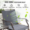 3 Piece Patio Glider Set Outdoor Gliders with Breathable Mesh Seat, Glass Top Table for Garden, Yard, Grey