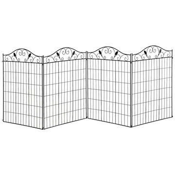 Garden Decorative Fence 4 Panels 44in x 12ft Steel Wire Border Edging for Landscaping