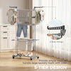 5-Tier Clothes Drying Rack, Foldable Laundry Drying Rack with Wheels, Side Wings, Grey