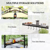 8' x 7.6' Grill Gazebo, Double Tiered Barbecue Grill Gazebo Shelter w/ Side Awning, 2 Side Shelves, 6 Hooks, Beige