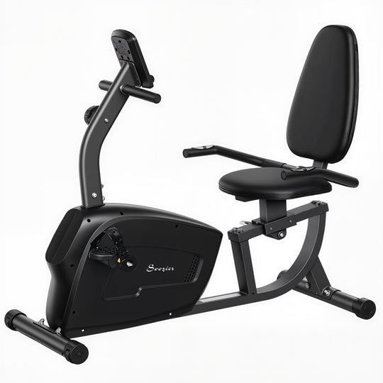 Recumbent Exercise Bike with 8-Level Magnetic Resistance, LCD Monitor, Heart Rate Handle and Adjustable Seat