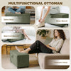 Storage Ottoman, Upholstered Corduroy End of Bed Bench with Thick Padding, Storage Bench for Bedroom, Dark Green