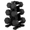 Soozier Hex Dumbbell Weight Set with Vertical Rack, 120lbs Rubber-Coated Dumbbells with Non-Slip Handles