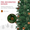 7.5ft Pencil Christmas Tree, Artificial Christmas with Pine Needles, Realistic Branches, Pine Cones, Metal Base, Green