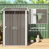 3.3' x 3.4' Lean-to Outdoor Garden Storage Shed, Galvanized Steel with Lockable Door for Patio Brown and White