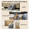 3-Step Dog Ramp for Sofa, Bed, and Couch, with Removable Cover, Light Grey