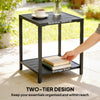 Outdoor Coffee Table 2-Tier Patio Coffee Table with Storage Shelf, Adjustable Feet for Garden Balcony Poolside Black
