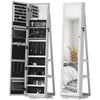 360° Swivel Jewelry Armoire, Lockable Mirror Jewelry Cabinet with Built-In Small Mirror, White
