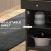 Rolling Kitchen Cart with Drawer and Glass Door Cabinet, Kitchen Island on Wheels with Towel Rack, Black