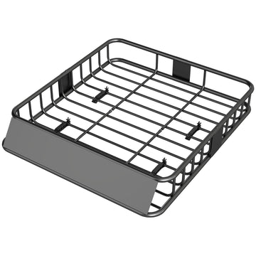 Universal Roof Rack Basket, 200lbs Steel Roof Rack Cargo Carrier with Wind Fairing, Side Rails, 43.5