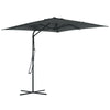 8FT Cantilever Patio Umbrella, Offset Patio Umbrella with Cross Base for Deck, Backyard, Pool and Garden, Hanging Umbrellas, Switch with a Wrench, Dark Gray