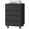 4 Drawer File Cabinet, Vertical Filing Cabinet with Wheels, Modern Printer Stand for Home Office, White