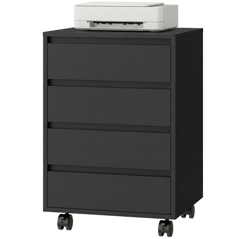 4 Drawer File Cabinet, Vertical Filing Cabinet with Wheels, Modern Printer Stand for Home Office, White