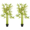 4FT Artificial Bamboo Tree Set of 2, Faux Decorative Plant in Nursery Pot for Indoor Decor
