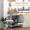 Kitchen Cart on Wheels, Rolling Kitchen Island Cart with Wood Top, Towel Rack, Drawer and Shelf for Dining Area, Grey