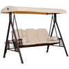 3 Seater Heavy Duty Swing Chair Outdoor Lounge Hammock Cushioned Seat W/ Tilt Canopy, Beige
