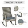 3 Pieces Patio Wicker Rocking Chair Set,  Outdoor PE Rattan Bistro Set Conversation Rocker Set with 2 Chairs 1 Coffee Table for Backyard, Deck, Poolside, Grey