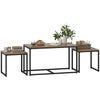 Nesting Coffee Table Set of 3, Modern End Tables with Black Metal Frame for Living Room Home Furniture, Brown