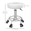 Salon Stool with Adjustable Height, PU Leather Barber Rolling Massage Tattoo Chair for Bar Beauty SPA, White