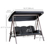 3 Seater Porch Swing Heavy Duty Outdoor Swing Chair Outdoor Lounge Hammock Cushioned Seat W/ Tilt Canopy