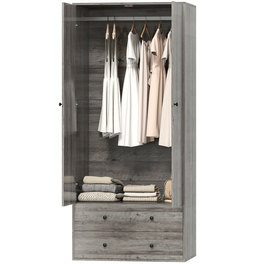 Armoire Wardrobe Closet with 2 Drawers, 71