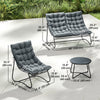 4 Piece Patio Furniture Set, Outdoor Furniture Conversation Set with Loveseat, Chairs Round Metal Table, Cushions, Grey