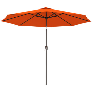 10' x 8' Round Market Umbrella, Patio Umbrella, Outdoor Parasol with Crank Handle, Tilt for Garden, Bench, Lawn, Orange