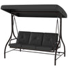 Convertible Patio Swing Bed with Canopy and Cushions, 3 Seater Porch Swing for Outdoor, Backyard, Garden