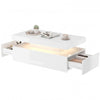 LED Coffee Table with Storage, 2-Tier Modern Center Table with 2 Drawers for Living Room, High Gloss White