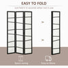 5.6ft Folding Room Divider, 3 Panel Wall Partition with Wood Frame for Bedroom, Home Office, White