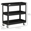 3 Tier Rolling Tool Cart with Wheels, 330 LBS Capacity Heavy Duty Utility Cart, Mobile Service Cart for Garage, Black