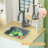 Qaba Pretend Play Kitchen, Kids Kitchen Playset with Stove Microwave Oven, Turning Knobs, Cooking Accessories