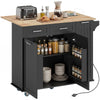Kitchen Island on Wheels with Wood Drop Leaf, Charging Station, Rolling Kitchen Cart with Adjustable Shelf