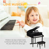 Modern Kids Piano, 30 Keys, Set of 2, Mini Toy for Child, Grand Piano with Music Stand and Bench, Ideal Gift, Black