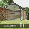 6' x 12' x 6.5' Walk-in Greenhouse, Polycarbonate Greenhouse with Adjustable Roof Vent, Base, Sliding Door, Charcoal Grey