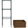 Galvanized Planter Box, Outdoor Raised Garden Bed with 3-Tier Trellis Tomato Cage for Climbing Vines, Vegetables, Brown