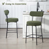 Set of 2 Barstools, Upholstered Corduroy Bar Stools with Backrest, Footrest for Kitchen Island, Dining Room, Green