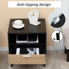 Modern Bedside Table with Drawer, Nightstand with Storage Shelf, Sofa End Table for Bedroom, Black and Oak
