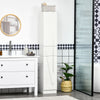 Tall Bathroom Cabinet, Narrow Bathroom Storage Cabinet with Doors, Drawer and Adjustable Shelves, High Gloss White
