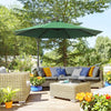 9.7ft Offset Patio UmbrellaCantilever Parasol with Crank Handle, 8 Ribs and Cross Base for Outdoor, Sun Shade, Green