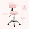 Adjustable Rolling Stool with Removable Backrest, Faux Leather Swivel Stool Chair for Salon Spa, Bar, Massage, Pink