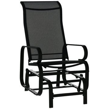 Patio Glider with Breathable Mesh Fabric, Outdoor Glider Chair, Garden Rocking Gliding Seat for Patio, Yard, Porch, Black