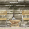 Rattan Outdoor Coffee Table, Patio End Table with Tempered Glass Tabletop & Steel Frame, Wicker Furniture, Nature Wood
