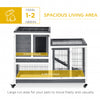 Wooden Rabbit Hutch, Indoor Bunny Cage with Wheels, Pull Out Trays, Run, Grey