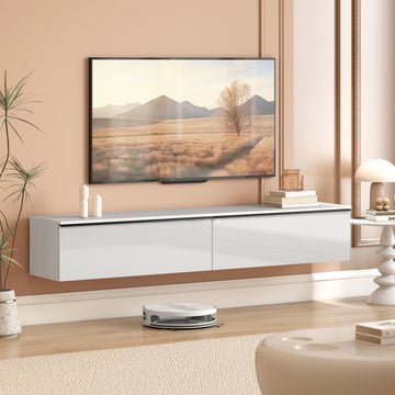Wall Mounted TV Stand, Floating TV Cabinet with Storage, for TVs up to 80