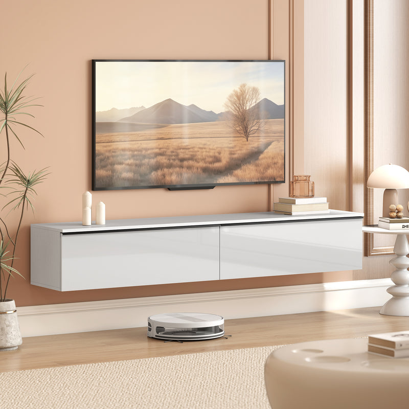 Wall Mounted TV Stand, Floating TV Cabinet with Storage, for TVs up to 80
