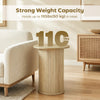 Round Side Table, Fluted Accent End Table, Narrow Nightstand for Small Spaces, Living Room, Oak